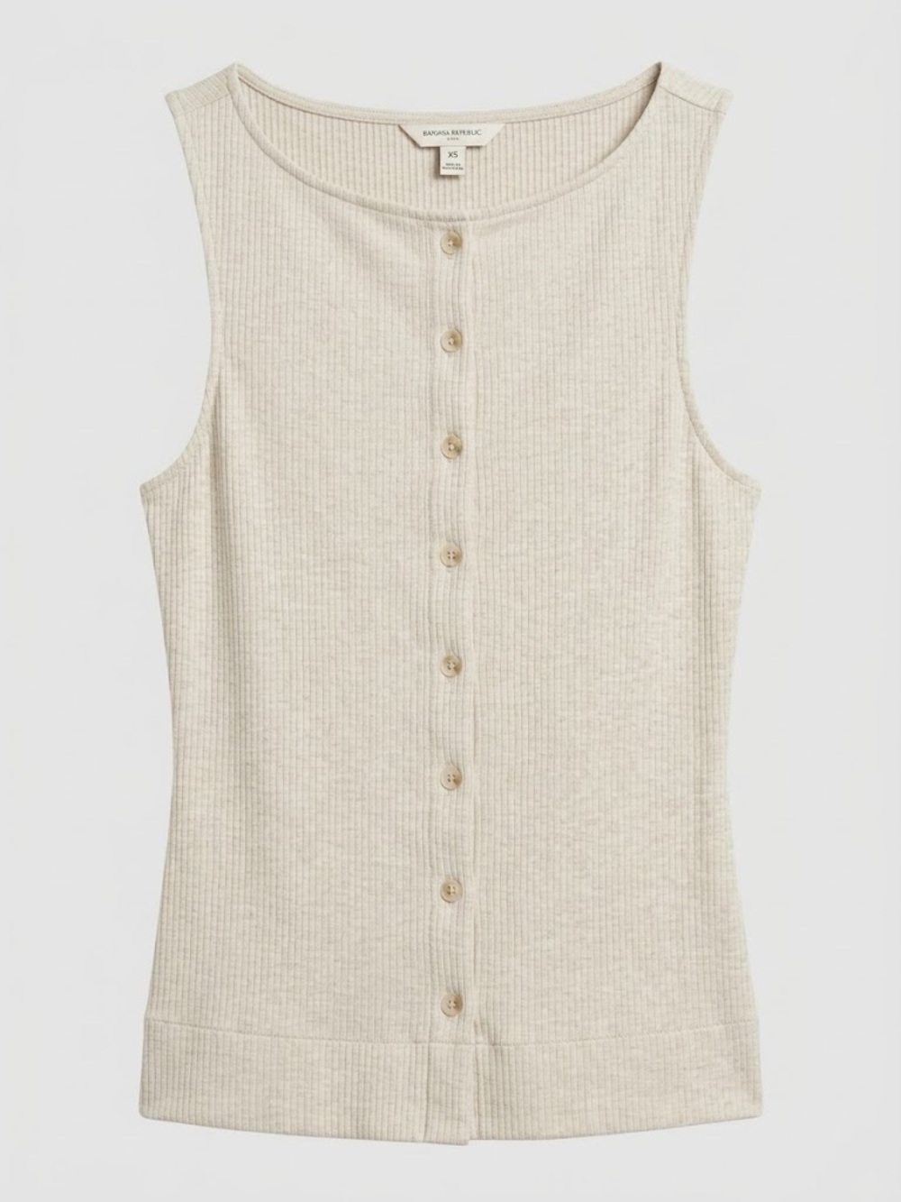 Banana Republic Factory Oatmeal Ribbed Button-Front Tank